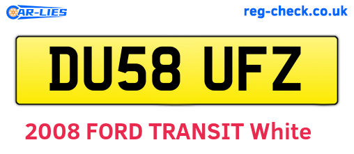 DU58UFZ are the vehicle registration plates.