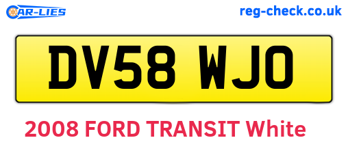 DV58WJO are the vehicle registration plates.