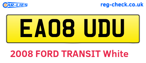 EA08UDU are the vehicle registration plates.