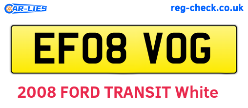 EF08VOG are the vehicle registration plates.