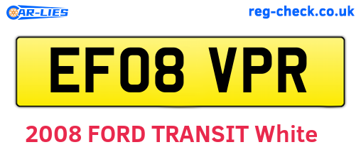 EF08VPR are the vehicle registration plates.