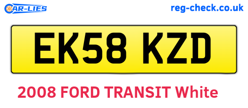 EK58KZD are the vehicle registration plates.