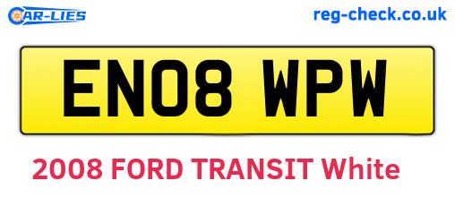 EN08WPW are the vehicle registration plates.