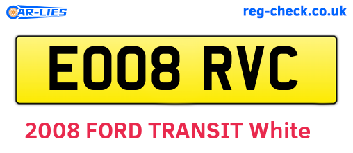 EO08RVC are the vehicle registration plates.