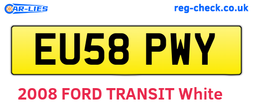 EU58PWY are the vehicle registration plates.