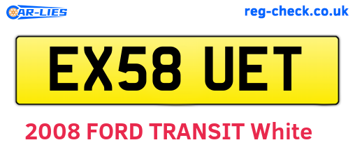 EX58UET are the vehicle registration plates.