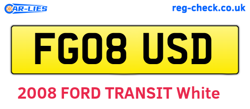 FG08USD are the vehicle registration plates.