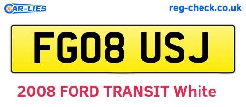 FG08USJ are the vehicle registration plates.