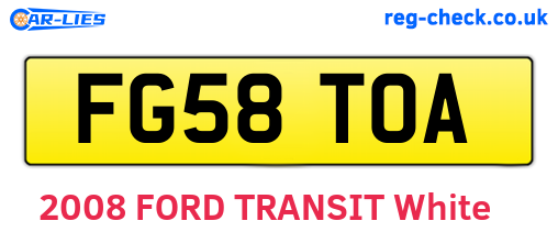 FG58TOA are the vehicle registration plates.
