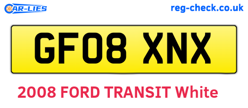 GF08XNX are the vehicle registration plates.