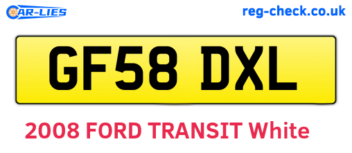 GF58DXL are the vehicle registration plates.