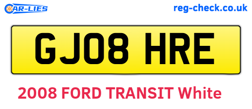 GJ08HRE are the vehicle registration plates.
