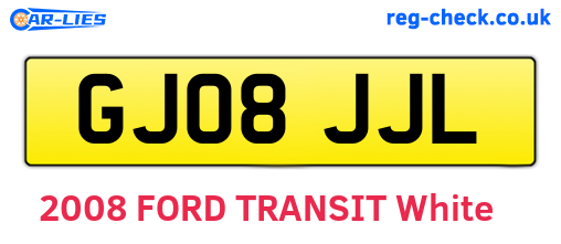 GJ08JJL are the vehicle registration plates.