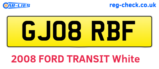 GJ08RBF are the vehicle registration plates.