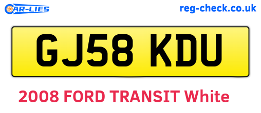 GJ58KDU are the vehicle registration plates.
