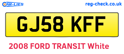 GJ58KFF are the vehicle registration plates.