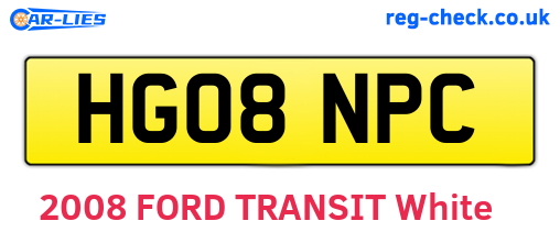 HG08NPC are the vehicle registration plates.