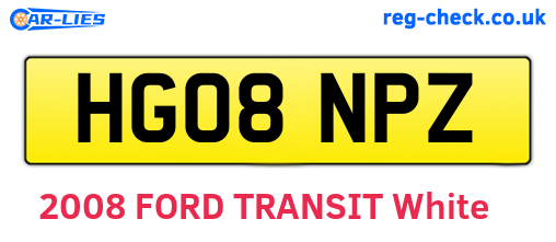 HG08NPZ are the vehicle registration plates.