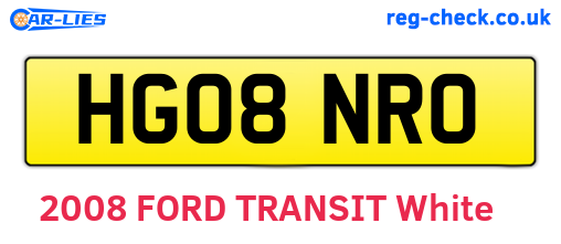 HG08NRO are the vehicle registration plates.