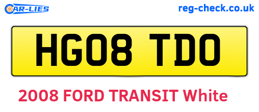 HG08TDO are the vehicle registration plates.