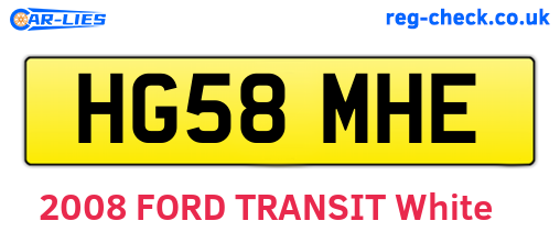 HG58MHE are the vehicle registration plates.