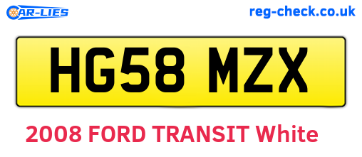 HG58MZX are the vehicle registration plates.