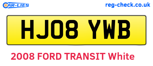 HJ08YWB are the vehicle registration plates.