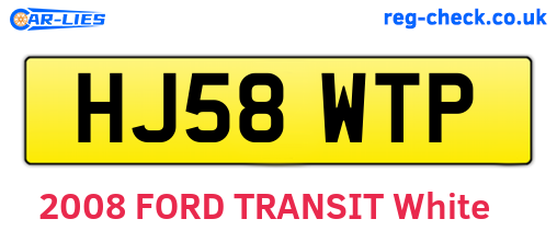 HJ58WTP are the vehicle registration plates.