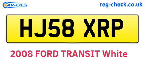 HJ58XRP are the vehicle registration plates.