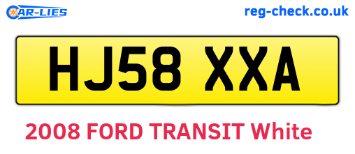 HJ58XXA are the vehicle registration plates.