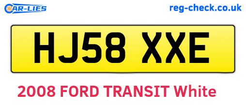 HJ58XXE are the vehicle registration plates.