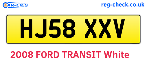 HJ58XXV are the vehicle registration plates.