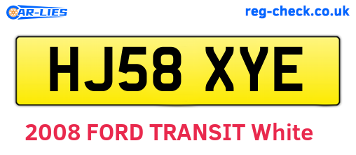 HJ58XYE are the vehicle registration plates.
