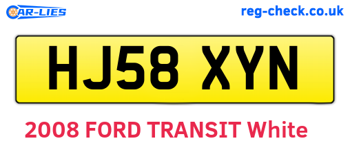 HJ58XYN are the vehicle registration plates.