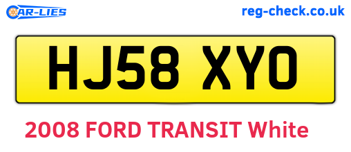 HJ58XYO are the vehicle registration plates.
