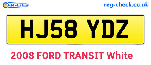 HJ58YDZ are the vehicle registration plates.