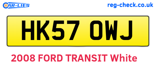 HK57OWJ are the vehicle registration plates.