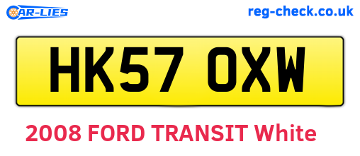 HK57OXW are the vehicle registration plates.