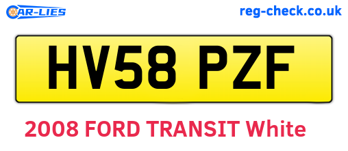 HV58PZF are the vehicle registration plates.
