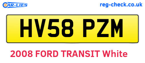 HV58PZM are the vehicle registration plates.