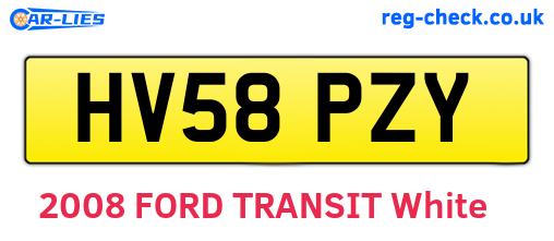 HV58PZY are the vehicle registration plates.