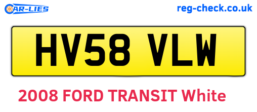HV58VLW are the vehicle registration plates.