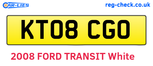 KT08CGO are the vehicle registration plates.