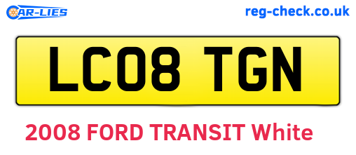 LC08TGN are the vehicle registration plates.