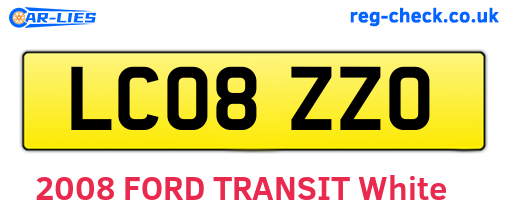 LC08ZZO are the vehicle registration plates.