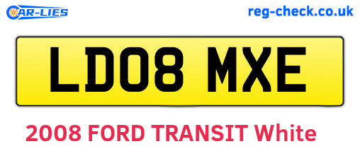 LD08MXE are the vehicle registration plates.