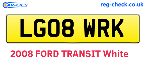 LG08WRK are the vehicle registration plates.