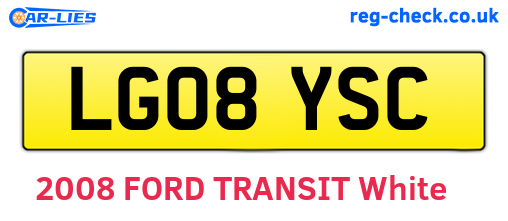 LG08YSC are the vehicle registration plates.