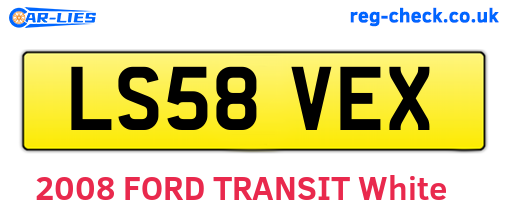 LS58VEX are the vehicle registration plates.