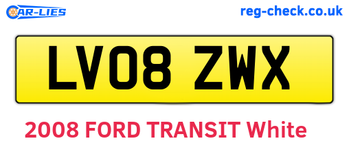 LV08ZWX are the vehicle registration plates.